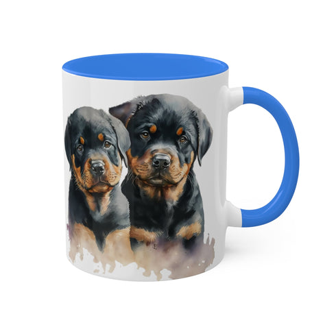 Rottweiler Pupies - Color Accent Mugs, 11oz